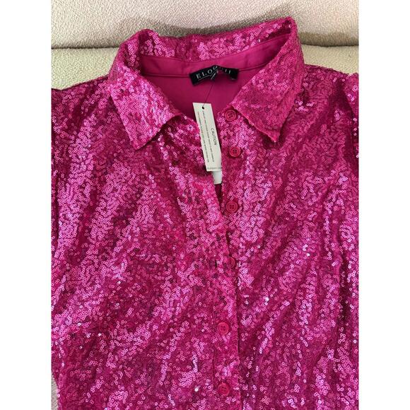 Eloquii Hot Pink Sequin Jumpsuit - Picture 2 of 8